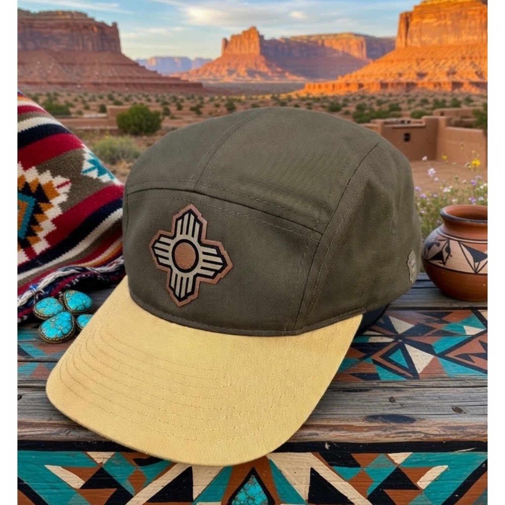 Zia Sun Symbol Mens Olive Richardson Outdoor 5 Panel Camp Cap Hat OSFA